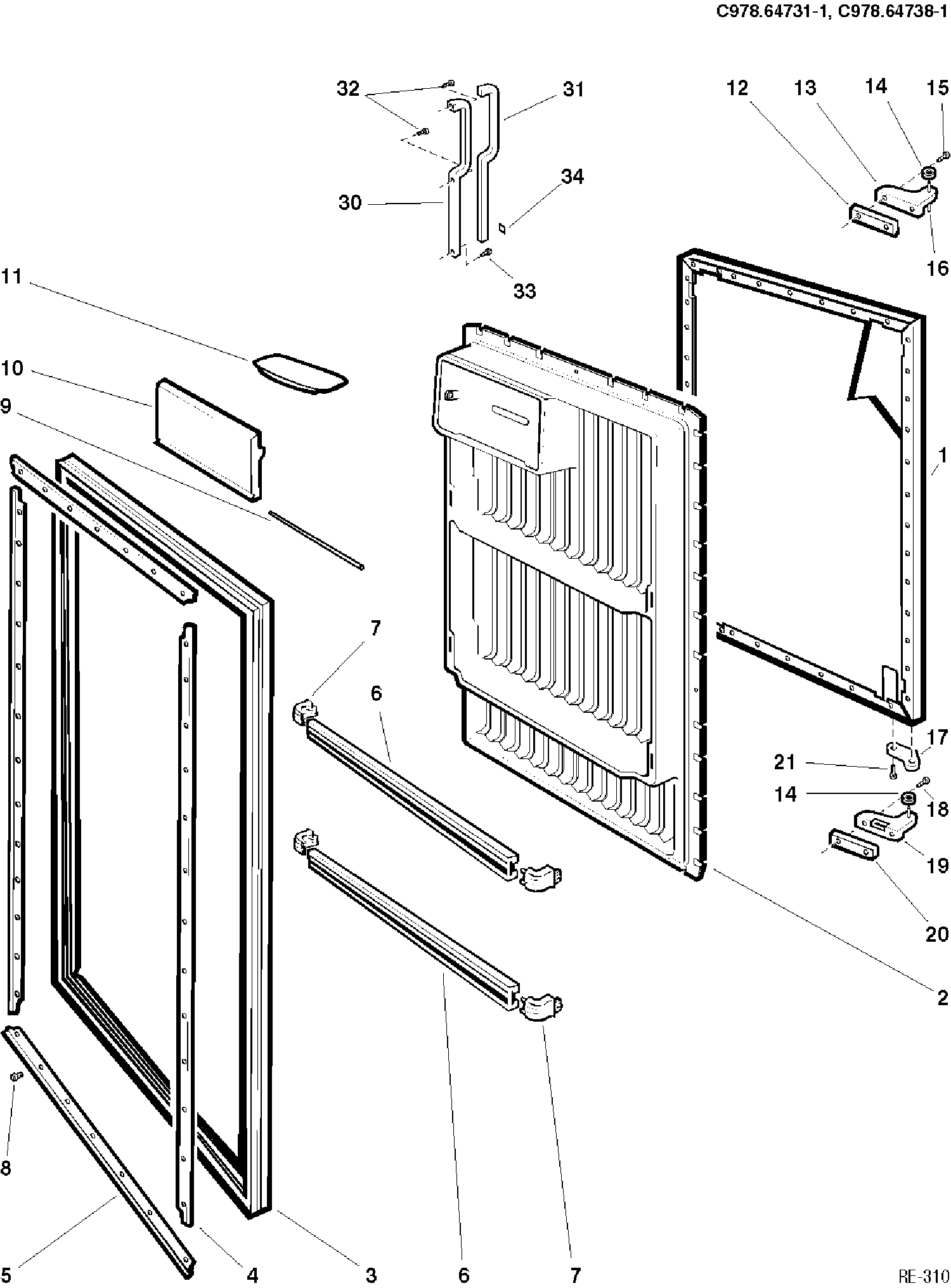 REFRIGERATOR DOOR Diagram and Parts List for CRT1870RR-2  General Electric Refrigerator