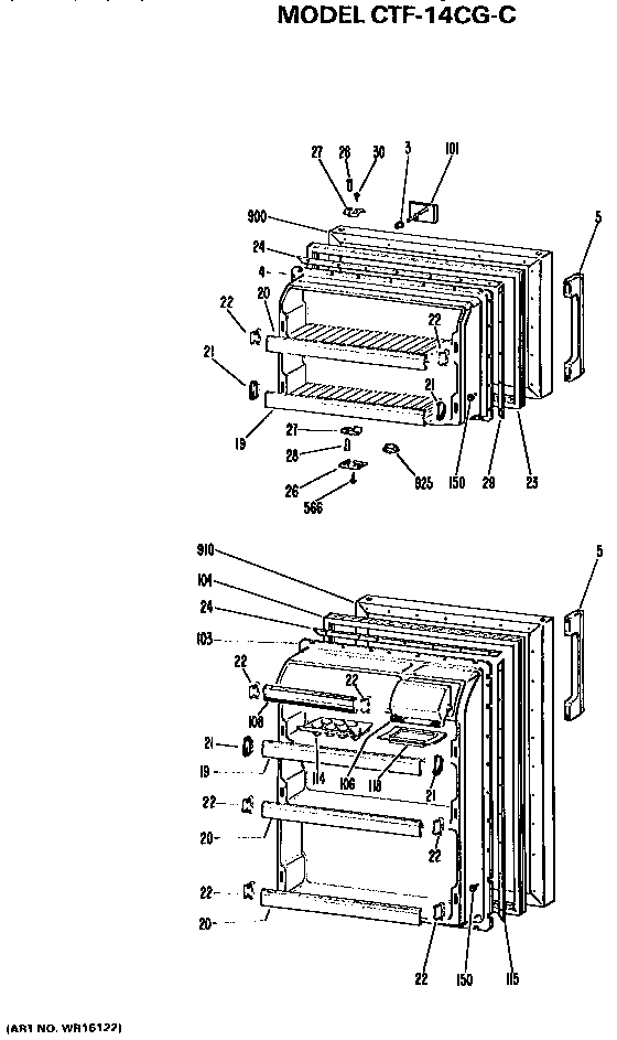 Doors Diagram and Parts List for CTF14CGC  Hotpoint Refrigerator
