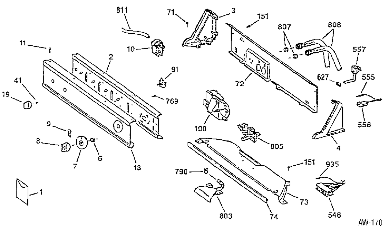 CONTROL GROUP Diagram and Parts List for HBSR1070TAWB  General Electric Washer
