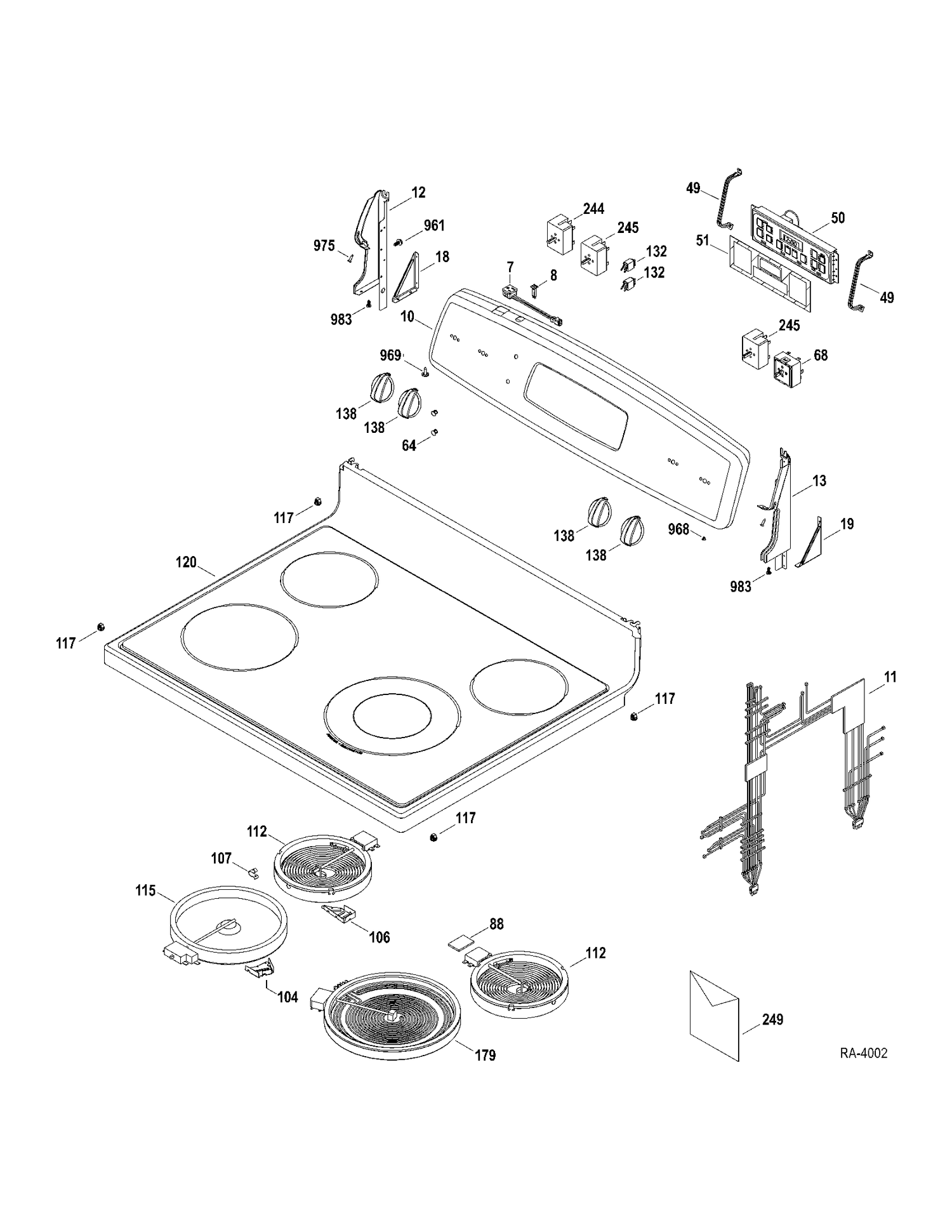 CONTROLS-COOKTOP Diagram and Parts List for JCBP66DP2WW  General Electric Range