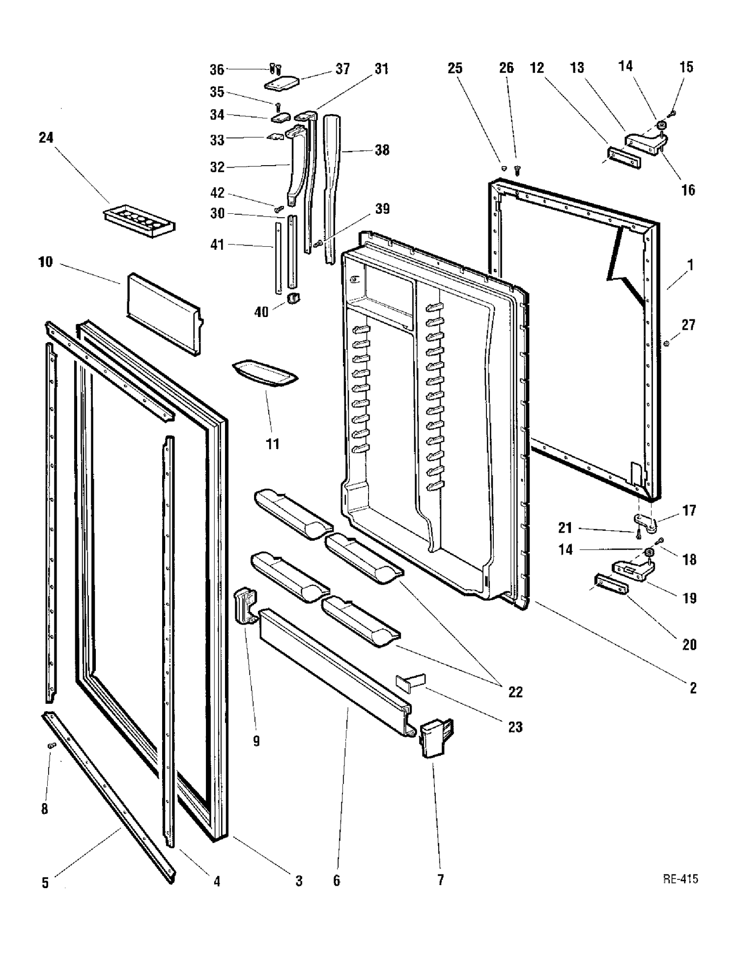 REFRIGERATOR DOOR Diagram and Parts List for MRF1888T-Z1  General Electric Refrigerator