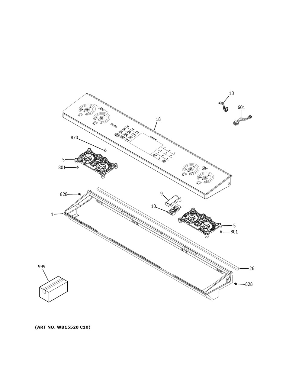 Control Panel Diagram and Parts List for CES700M2N2S5  General Electric Range