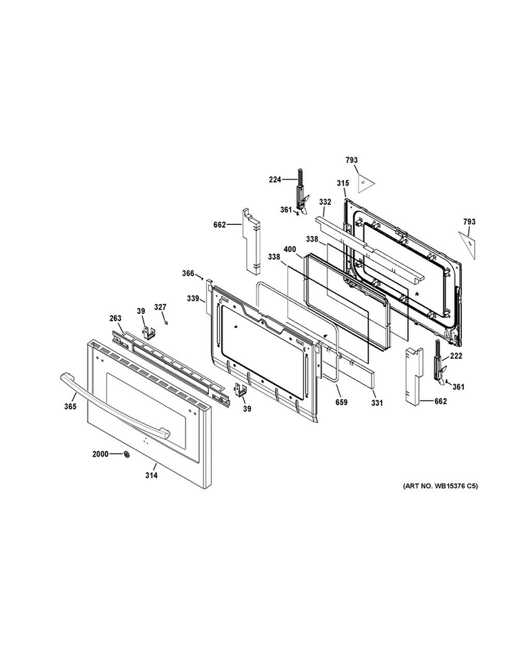 Lower Door Diagram and Parts List for JGB850DEF3BB  General Electric Range