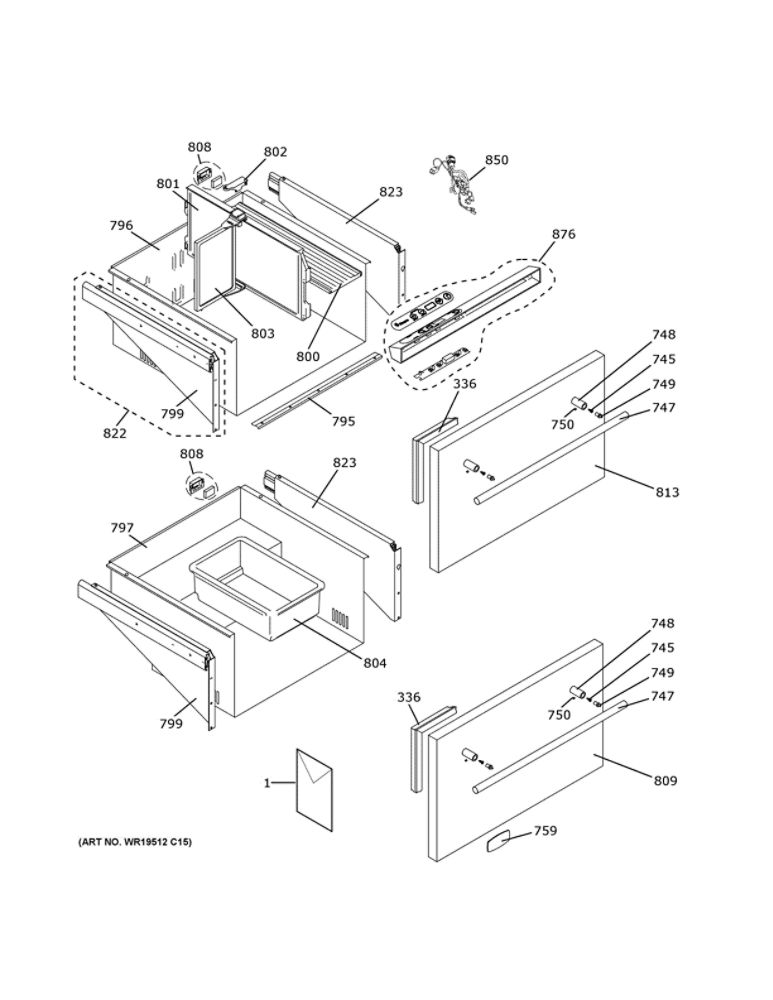 Doors And Controls Diagram and Parts List for ZIDS240WBSS  General Electric Refrigerator