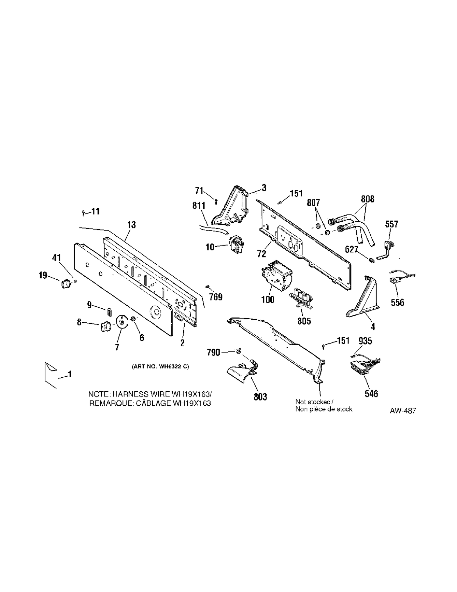 CONTROL PANEL Diagram and Parts List for 56411D0WW  General Electric Washer