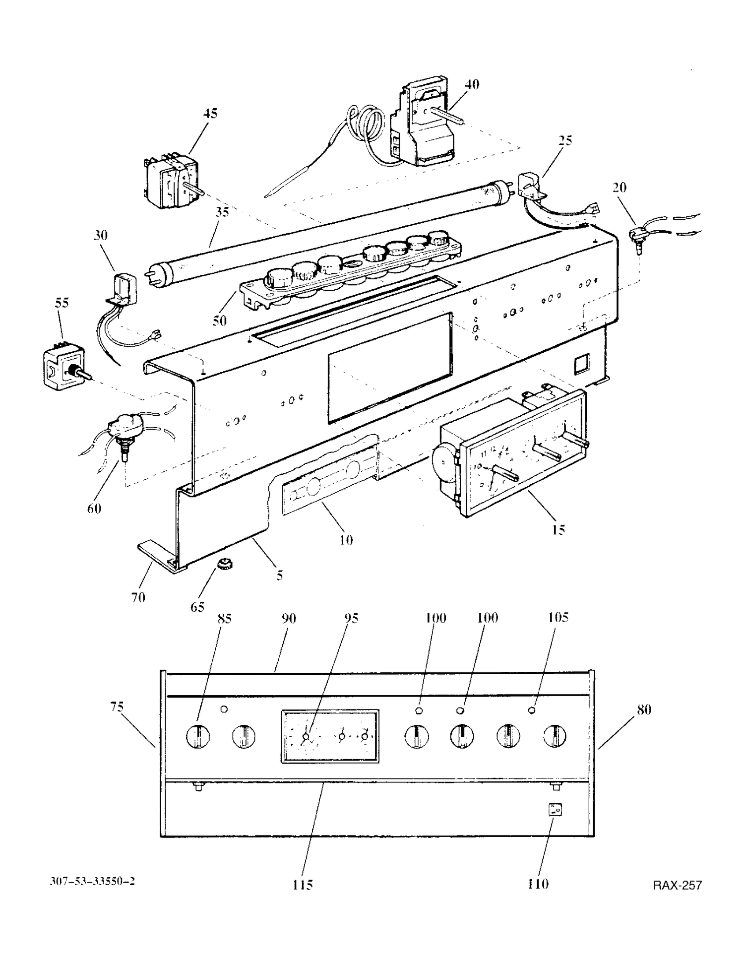 PANEL CONTROL GROUP Diagram and Parts List for 13628-2  General Electric Range