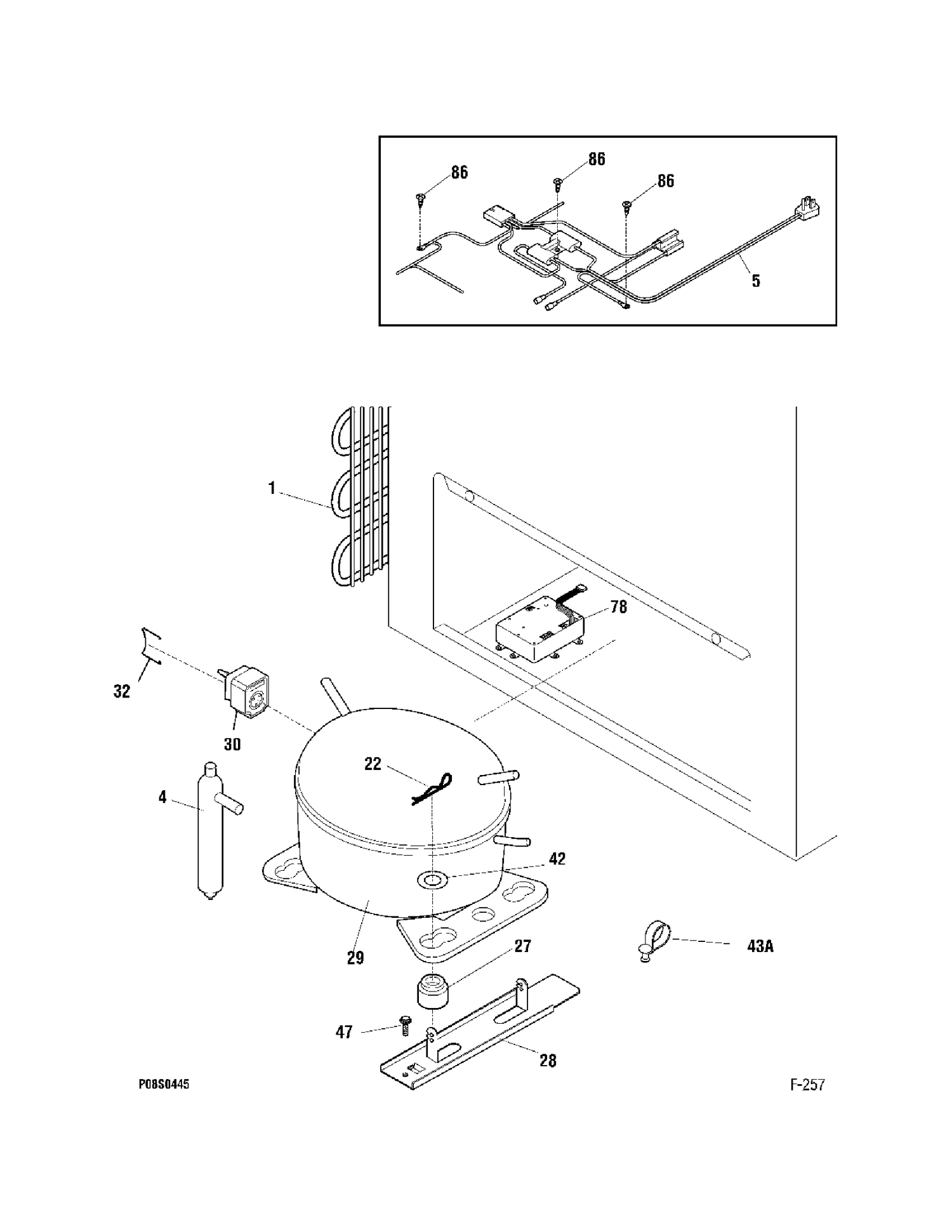 SYSTEM PARTS Diagram and Parts List for FCM25SUBWW  General Electric Freezer