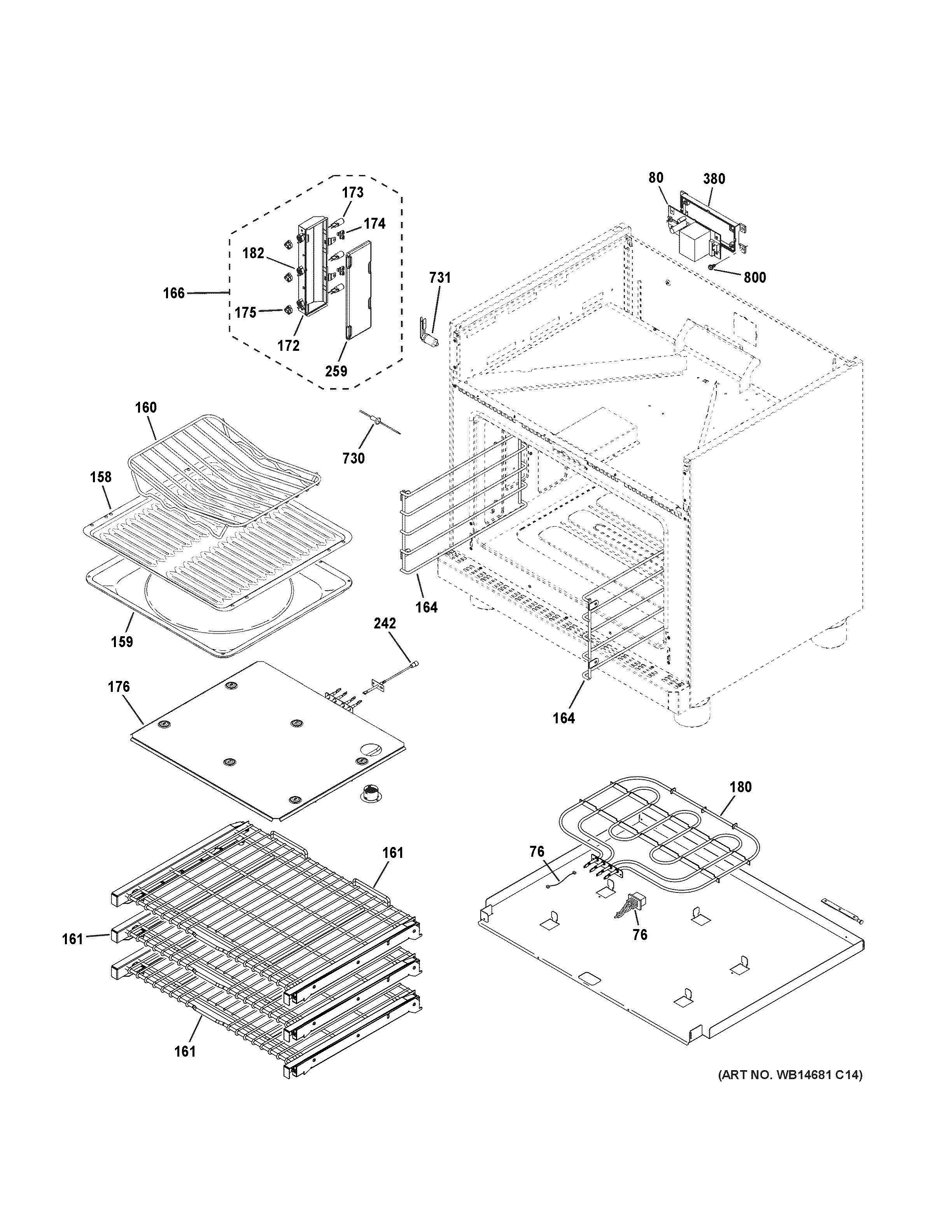 OVEN CAVITY PARTS Diagram and Parts List for ZDP366NP7SS  General Electric Range