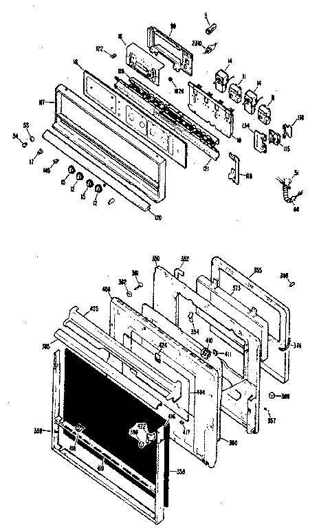 Control & Door Diagram and Parts List for JKP38G0J3  General Electric Wall Oven