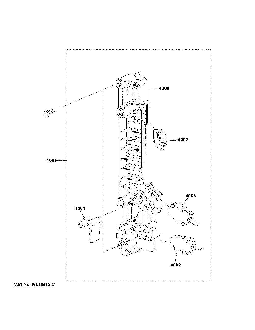 Latch board parts Diagram and Parts List for DVM7195EK5ES  General Electric Microwave