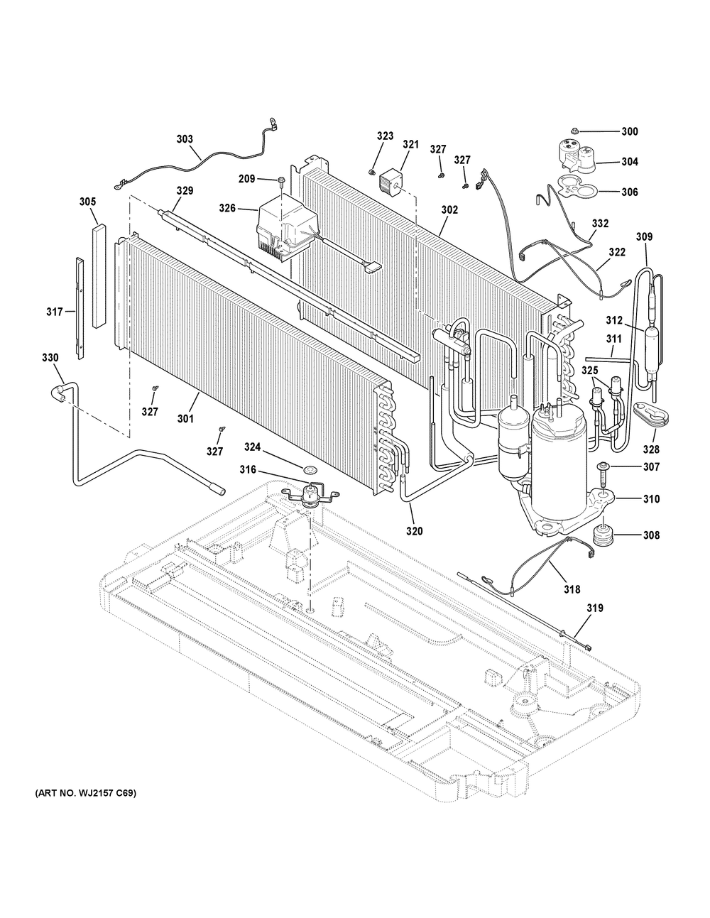 Sealed System Diagram and Parts List for AZVS15ERXWAK1  General Electric Air Conditioner