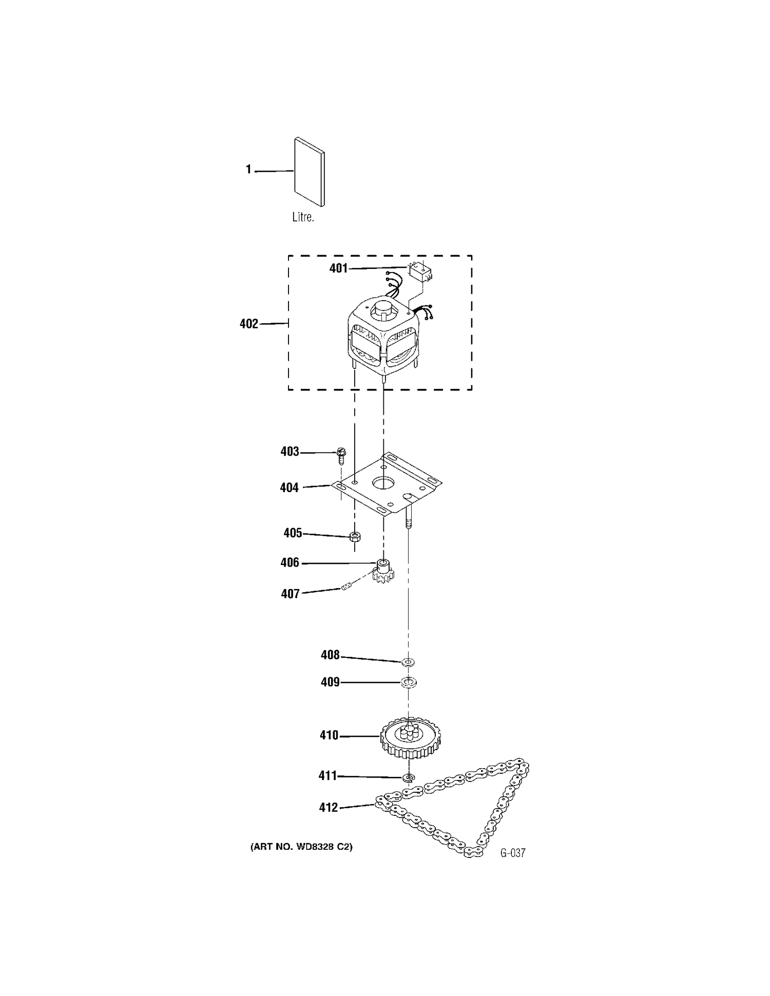 MOTOR Diagram and Parts List for ZCGP150PSS-00  General Electric Trash Compactor
