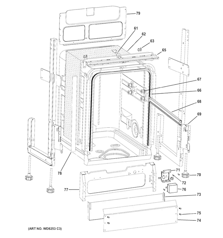 Body Parts Diagram and Parts List for GSM1860F00SS  General Electric Dishwasher