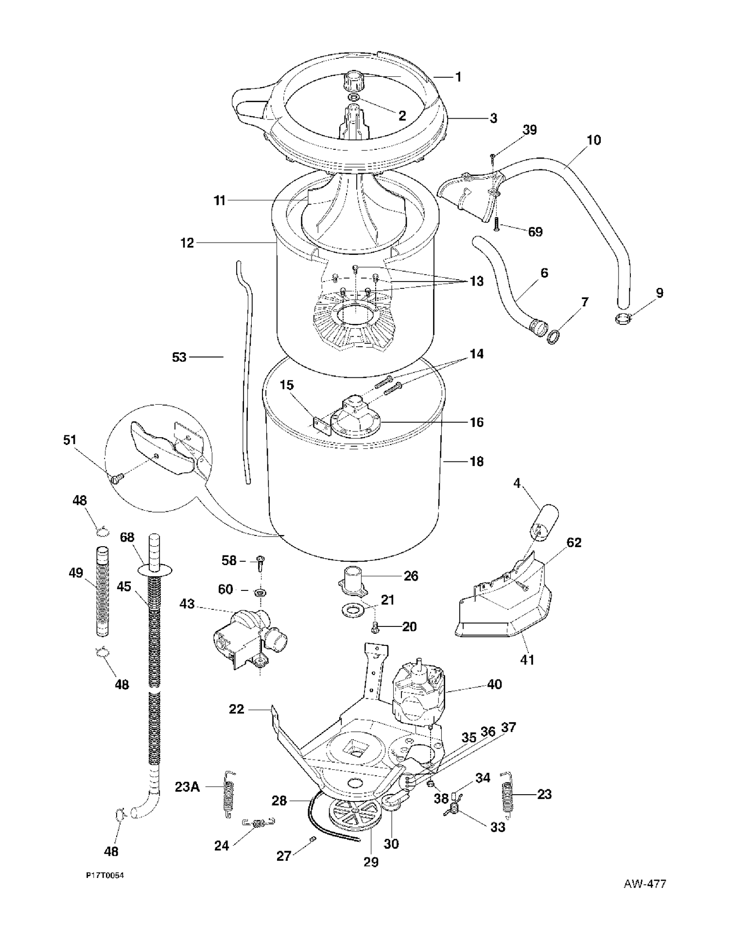 MOTOR Diagram and Parts List for WSM27TCDWW  General Electric Washer