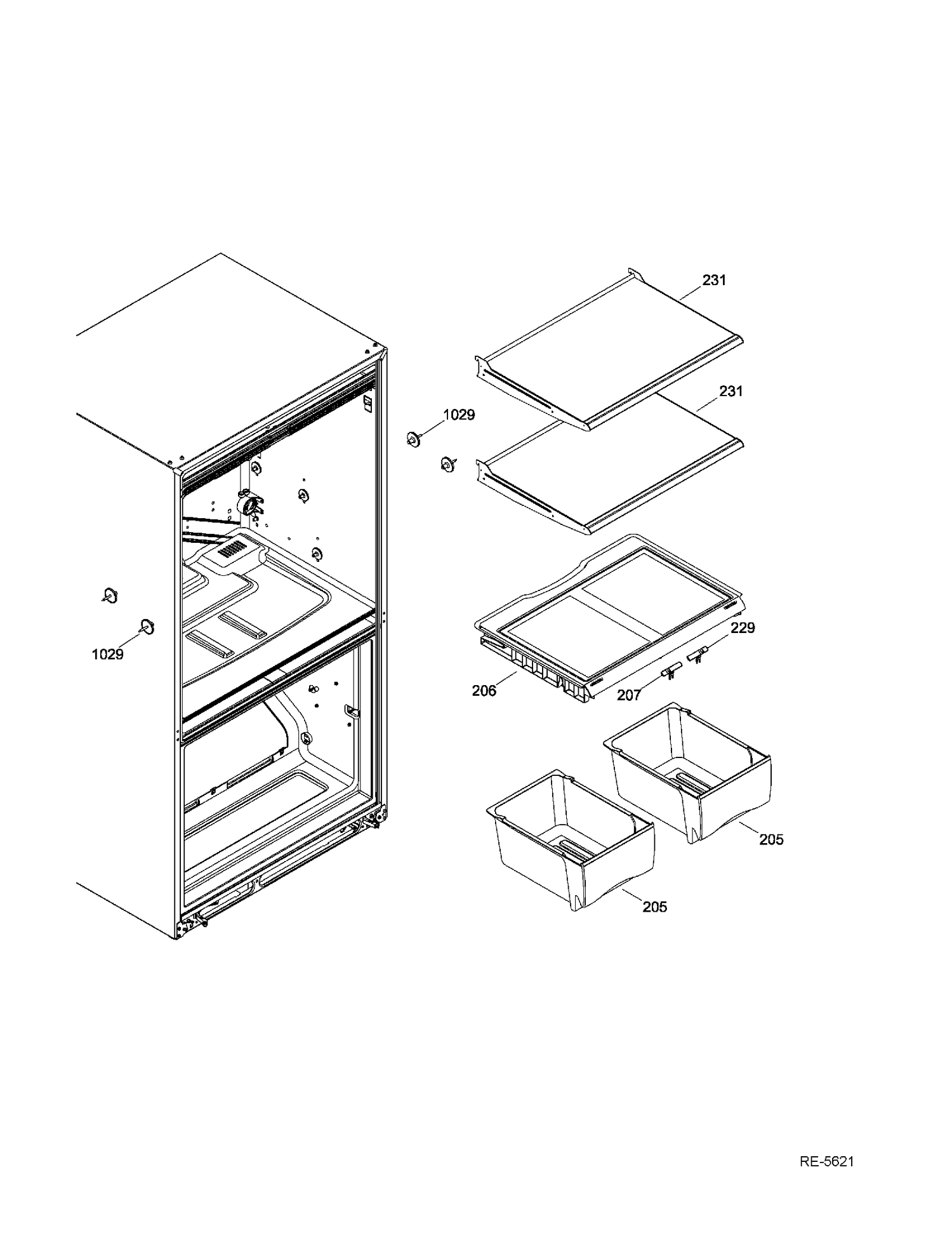 FF SHELVES Diagram and Parts List for GDR20DTEARBB  General Electric Refrigerator