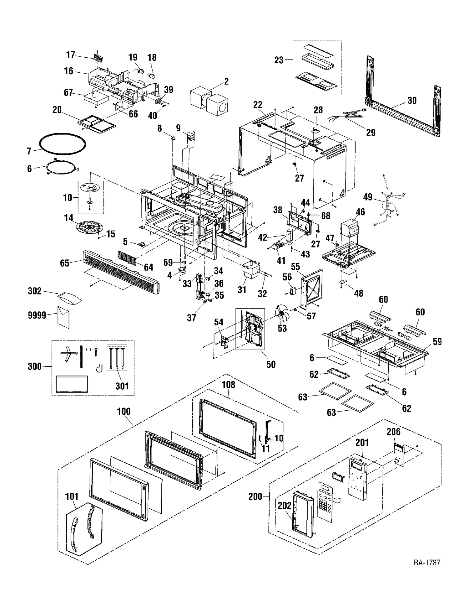 MICROWAVE Diagram and Parts List for JVM1630WKC01  General Electric Microwave