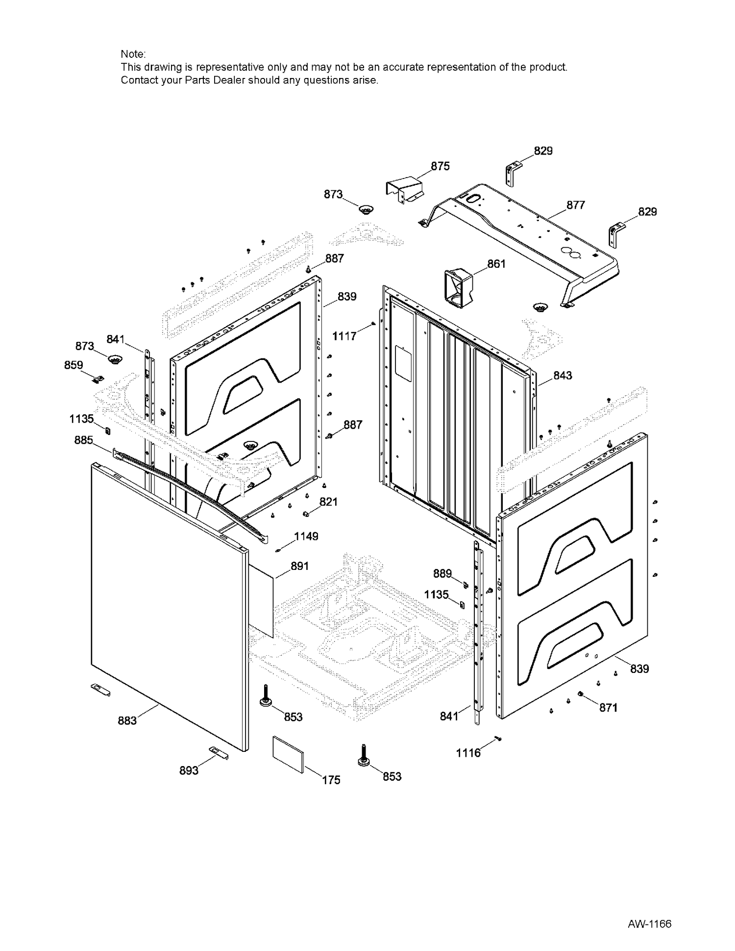 WASHER CABINET Diagram and Parts List for GUD27ESMJ0WW  General Electric Dryer