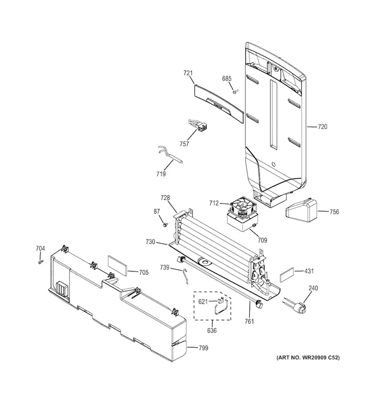 Fresh Food Section Diagram and Parts List for DFE28JSHCSS  General Electric Refrigerator