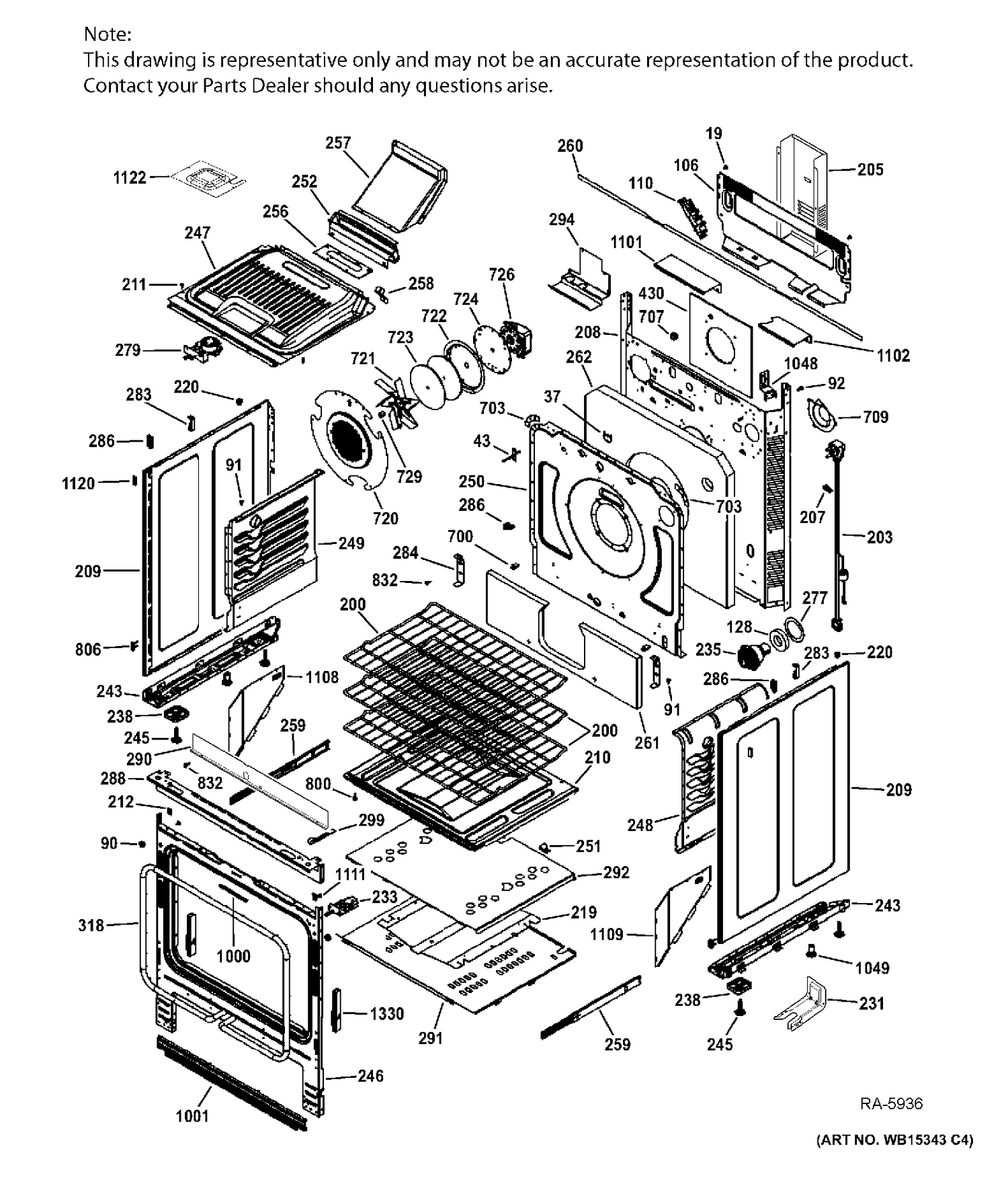 BODY PARTS Diagram and Parts List for JCGS750SEF2SS  General Electric Range