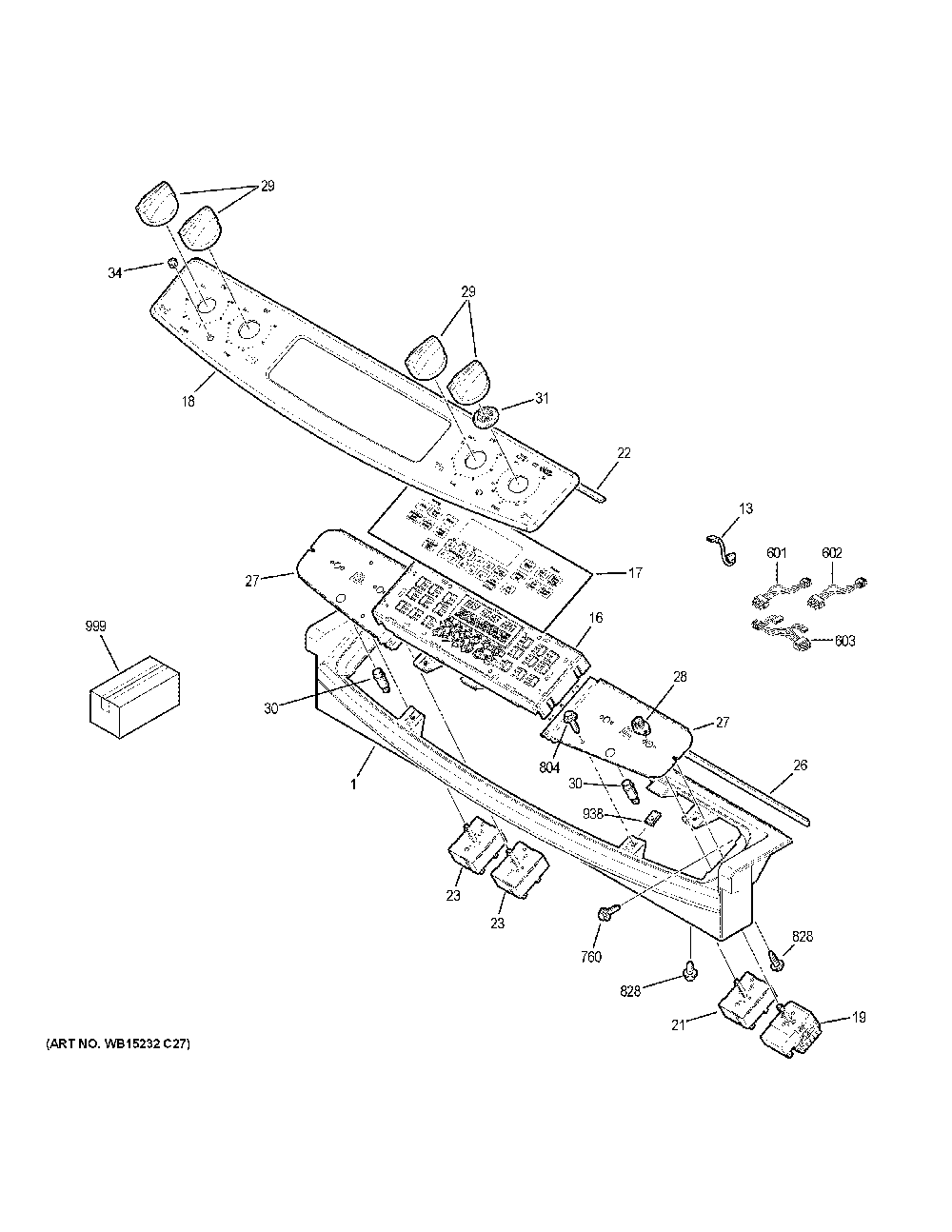 Control panel Diagram and Parts List for JD630DF9WW  General Electric Range