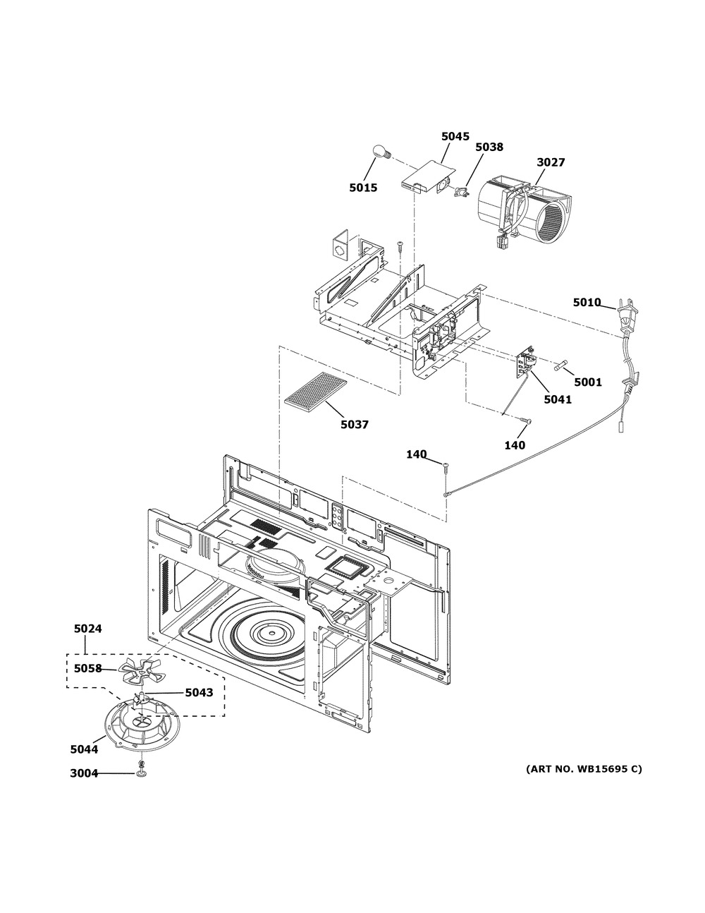 Interior Parts (2) Diagram and Parts List for RVM5160DH8BB  General Electric Microwave
