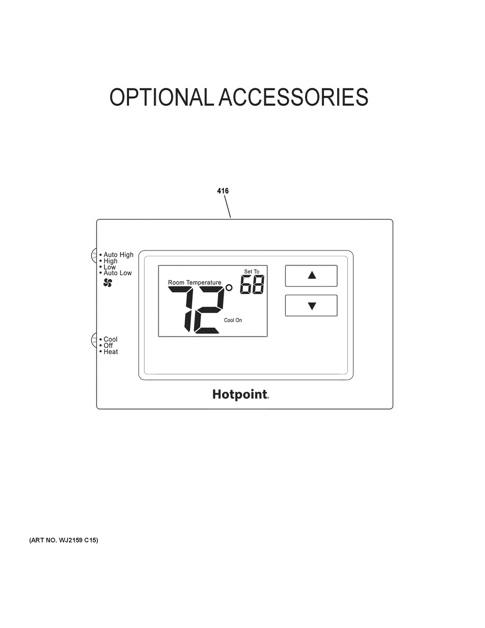 Optional Accessories Diagram and Parts List for AH11H12E3BK2  General Electric Air Conditioner