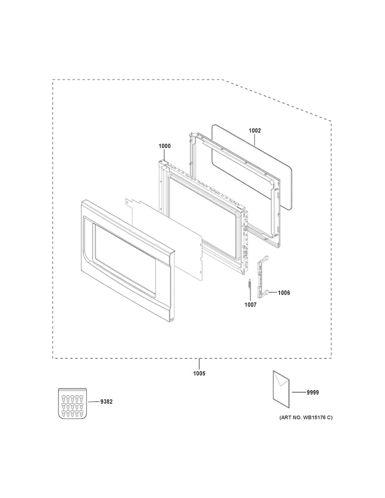 Door Parts Diagram and Parts List for JES1460DS3BB  General Electric Microwave