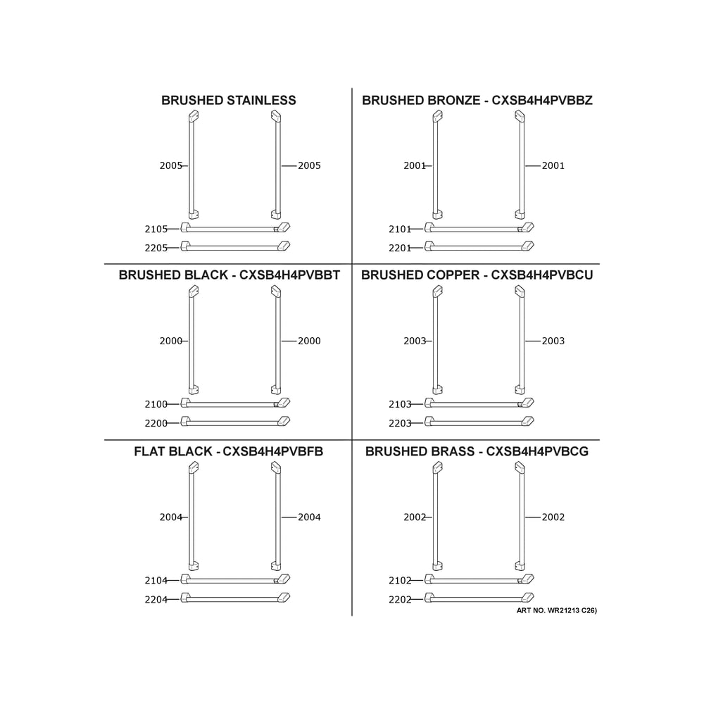 Cafe Customization Diagram and Parts List for CIP36NP2VDS1  General Electric Refrigerator