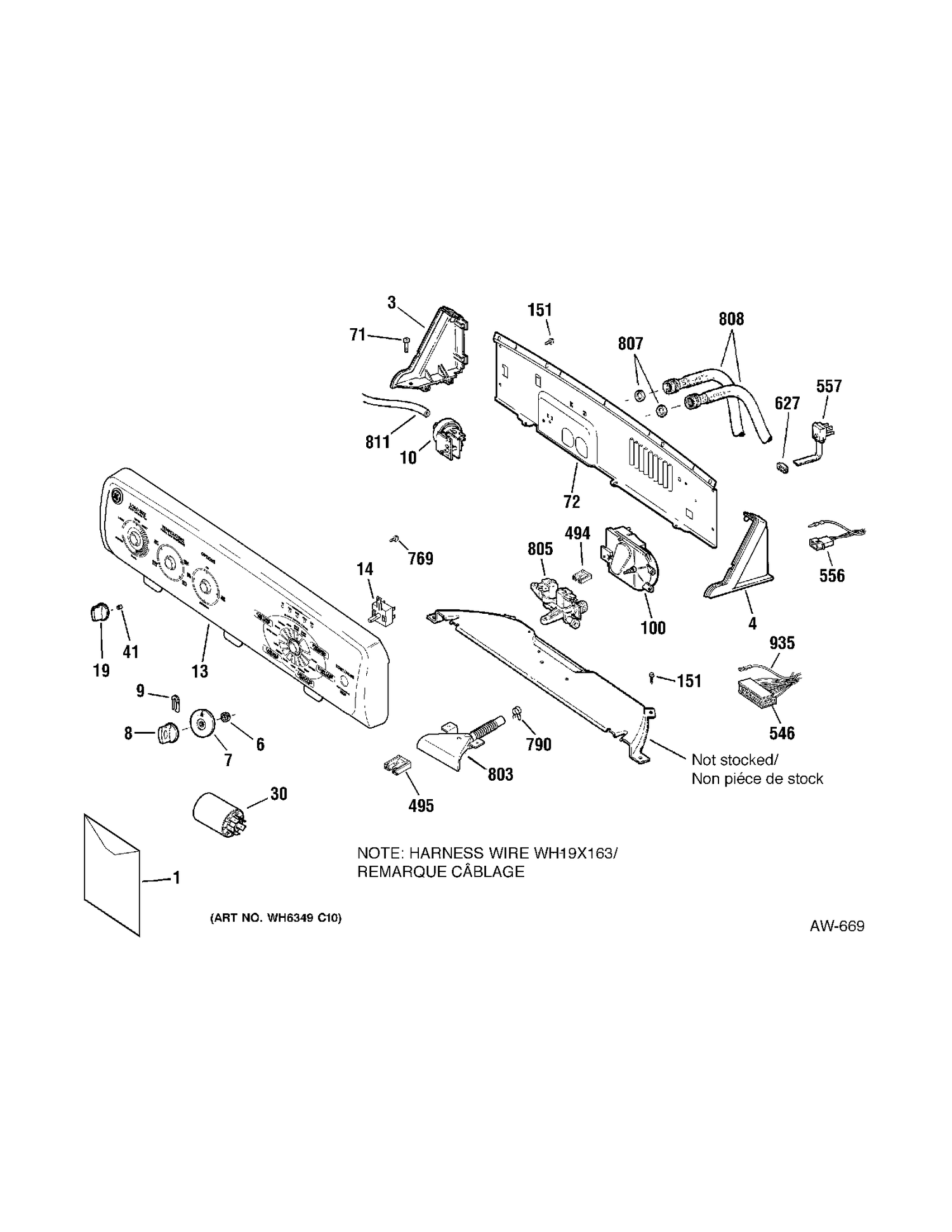 CONTROLS Diagram and Parts List for WSXH208H4WW  General Electric Washer