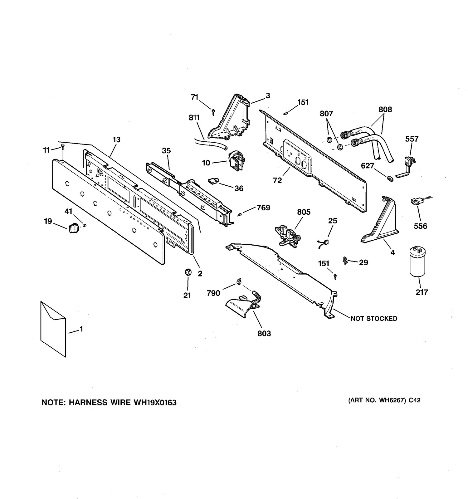 CONTROLS & BACKSPLASH Diagram and Parts List for GWSE5200B5WW  General Electric Washer