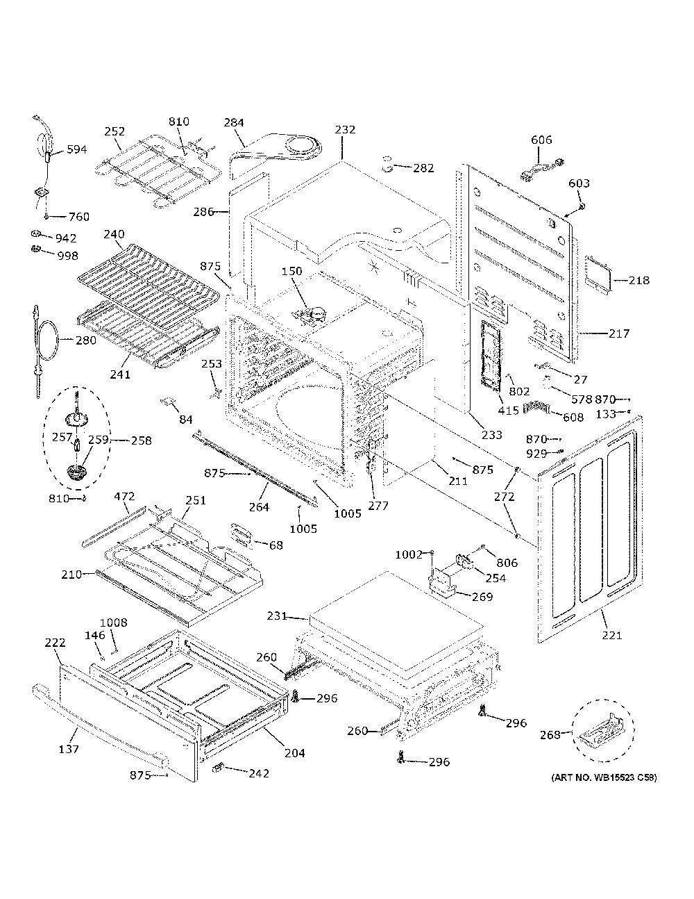 Body Parts Diagram and Parts List for PHS93XYP2FS  General Electric Range