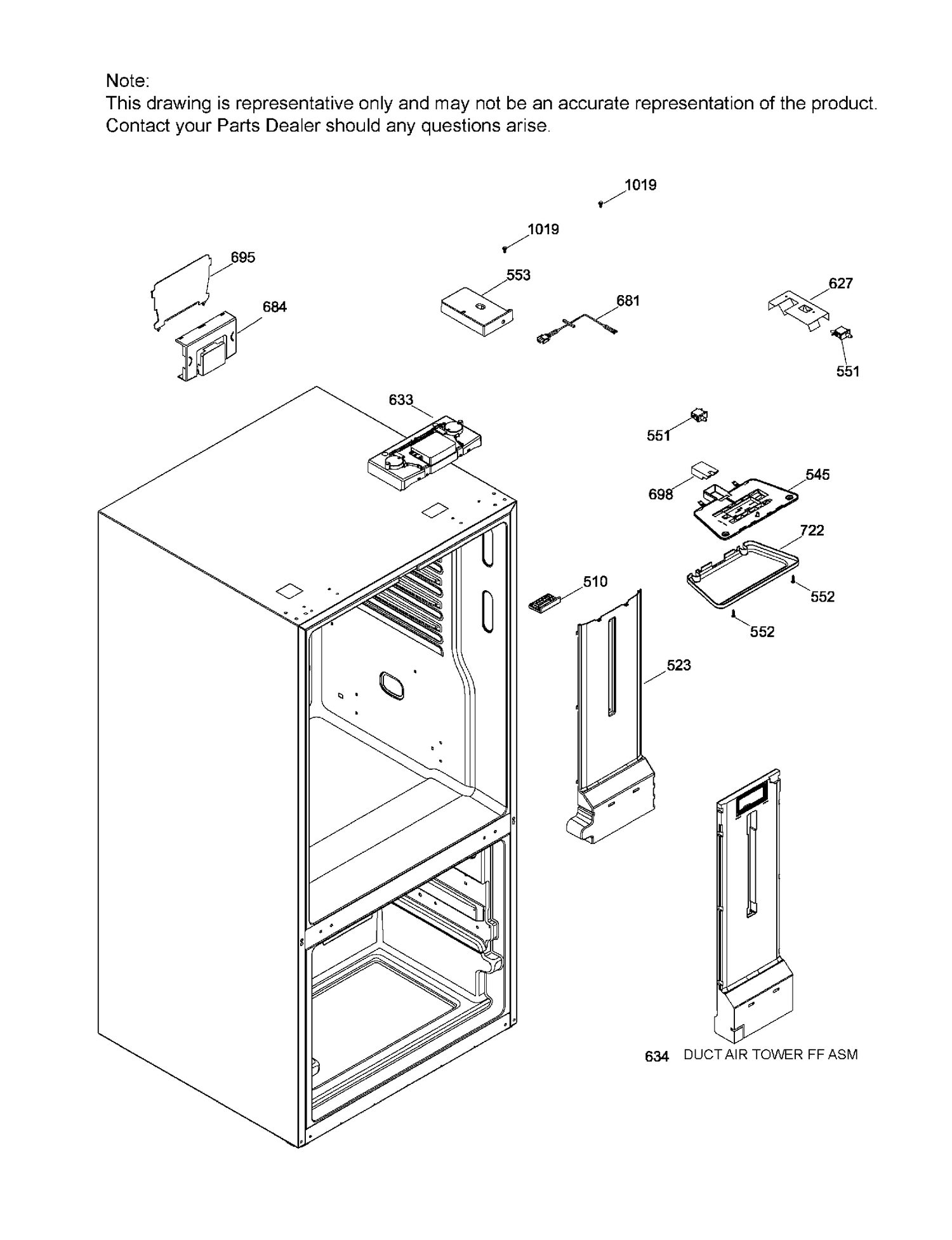 FUNCTIONAL PARTS FF Diagram and Parts List for GBE21AGKAKBB  General Electric Refrigerator