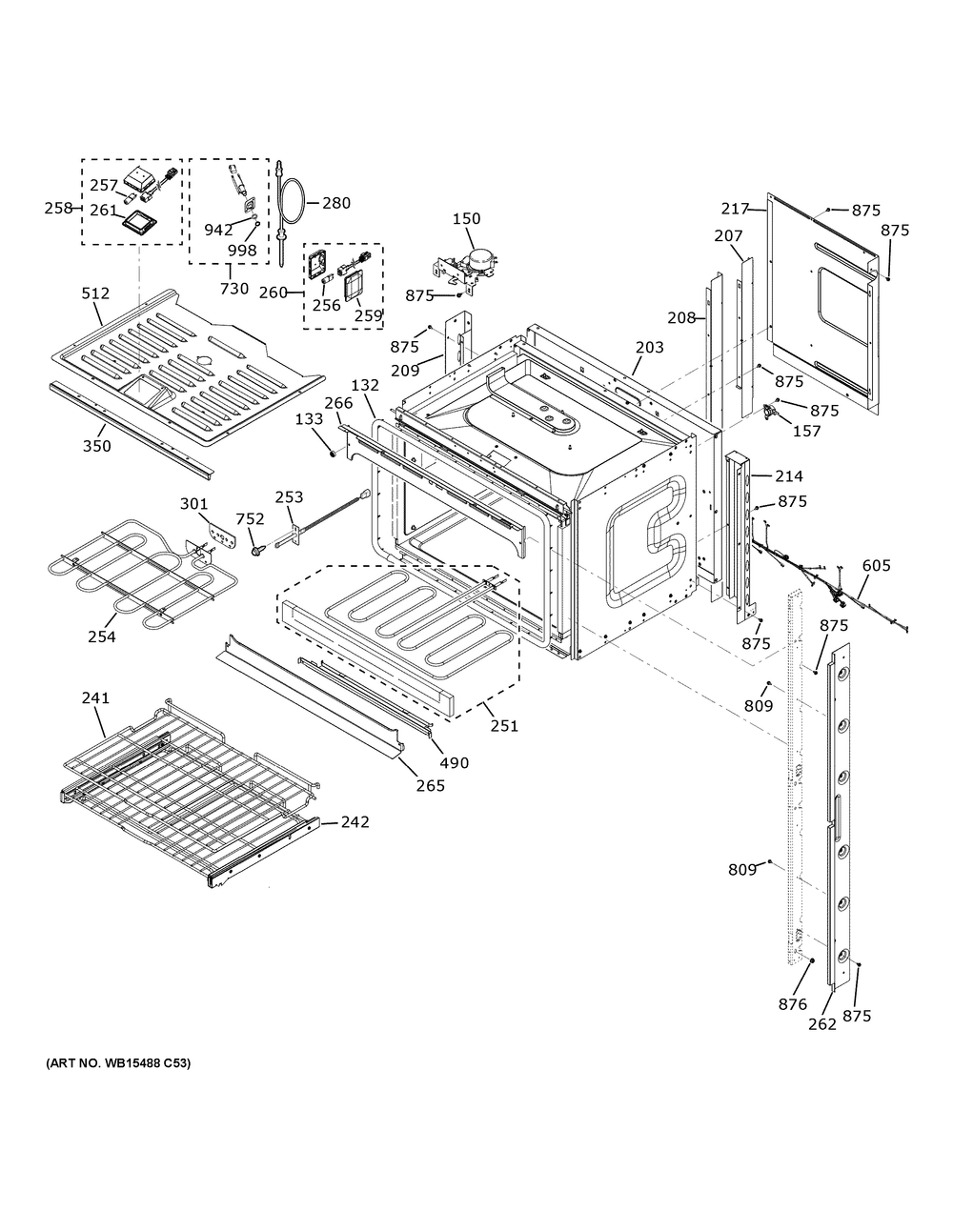 Upper Oven Diagram and Parts List for PTD7000BN4TS  General Electric Wall Oven