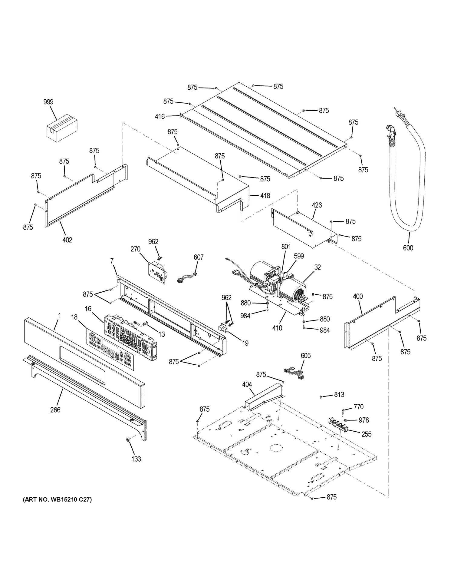 CONTROL PANEL Diagram and Parts List for JK3500DF5WW  General Electric Wall Oven