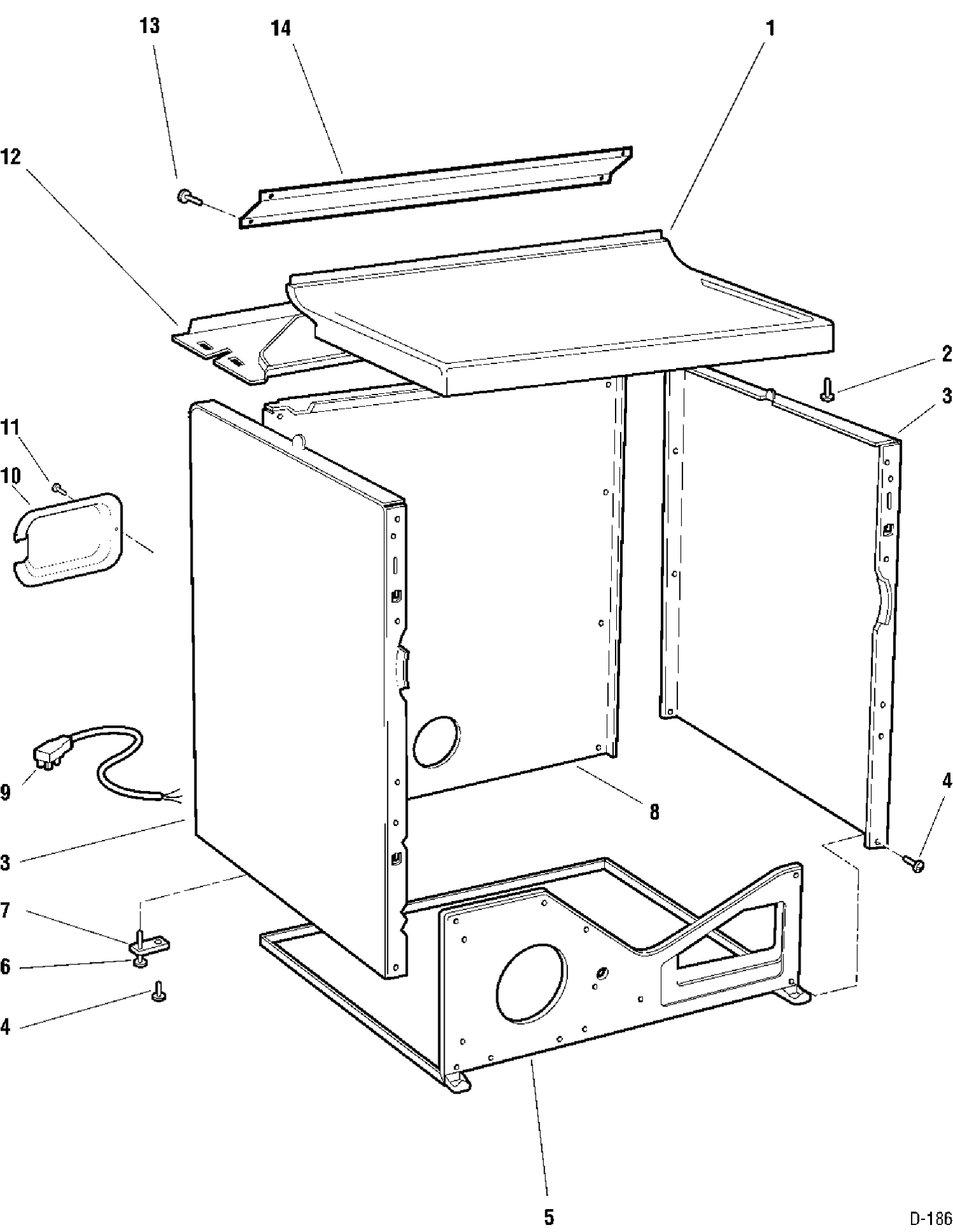 CABINET Diagram and Parts List for RVXR333GW2WW  General Electric Dryer