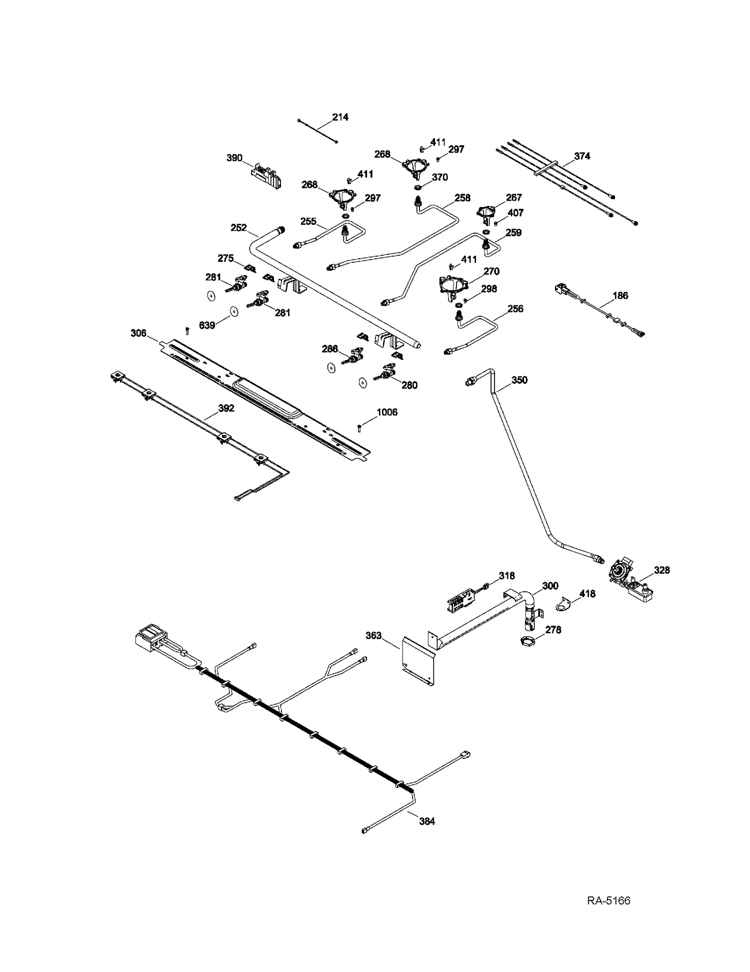 GAS & BURNER PARTS Diagram and Parts List for JCGBS23DET2BB  General Electric Range