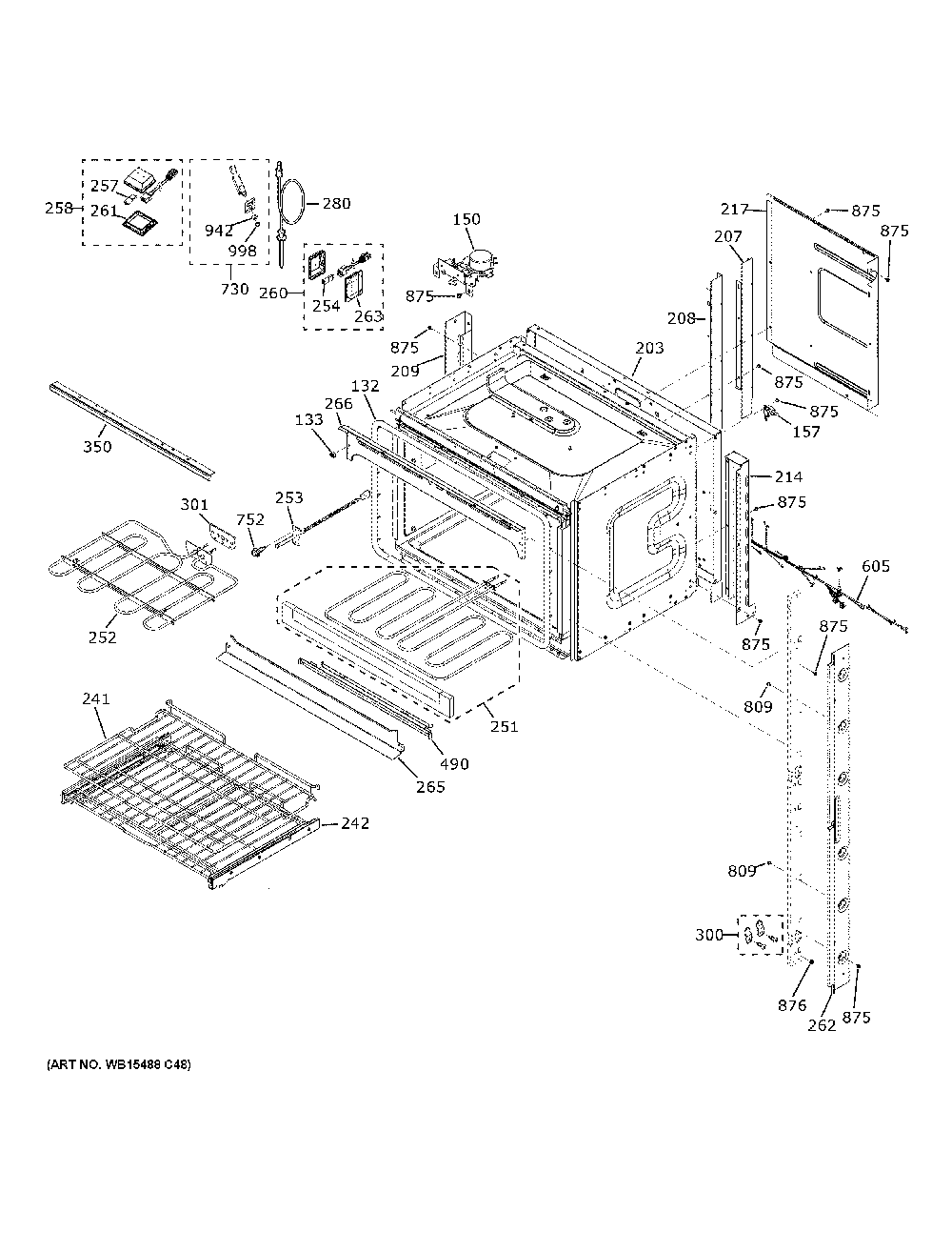 Upper Oven Diagram and Parts List for JTD5000EN2ES  General Electric Wall Oven
