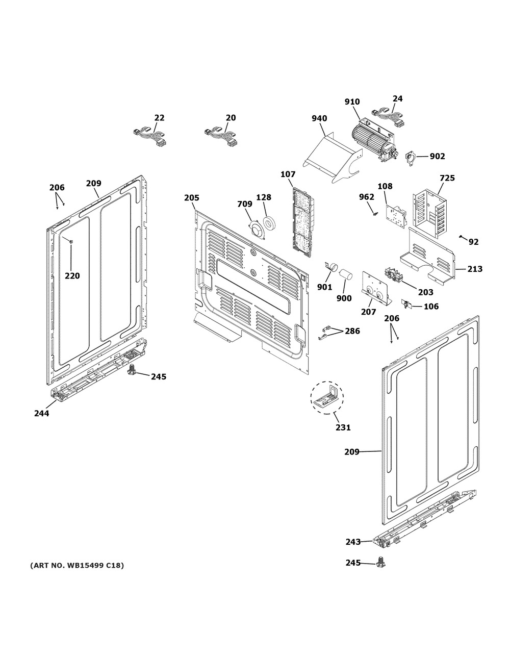 Body Parts Diagram and Parts List for CHS950P2M2S1  General Electric Range