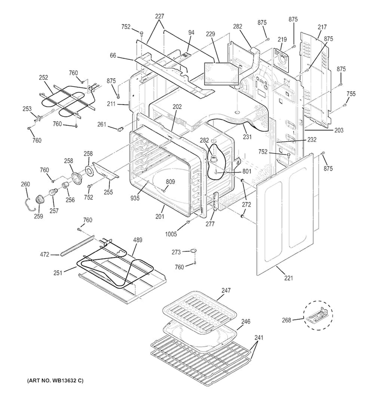 Body Parts Diagram and Parts List for JBP84WK1WW  General Electric Range