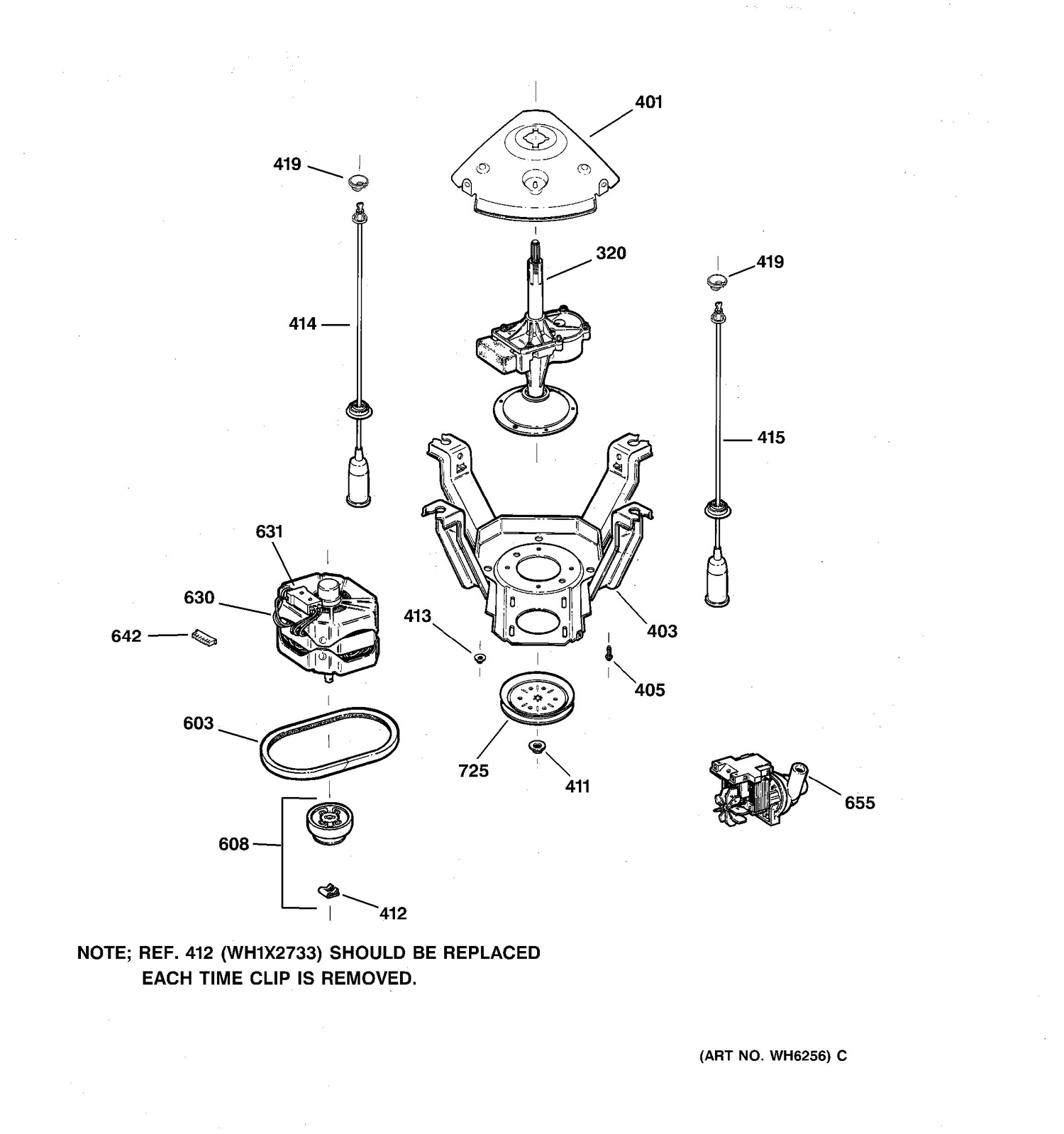 SUSPENSION, PUMP & DRIVE COMPONENTS Diagram and Parts List for ZCCB1030V0WC  General Electric Washer