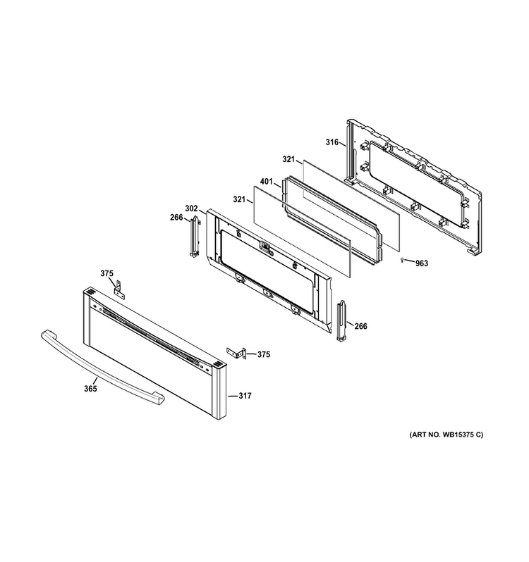Upper Door Diagram and Parts List for JGB850EEF2ES  General Electric Range