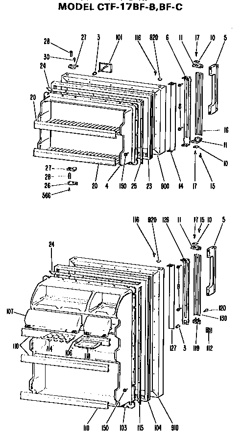 Doors Diagram and Parts List for CTF17BFB  Hotpoint Refrigerator