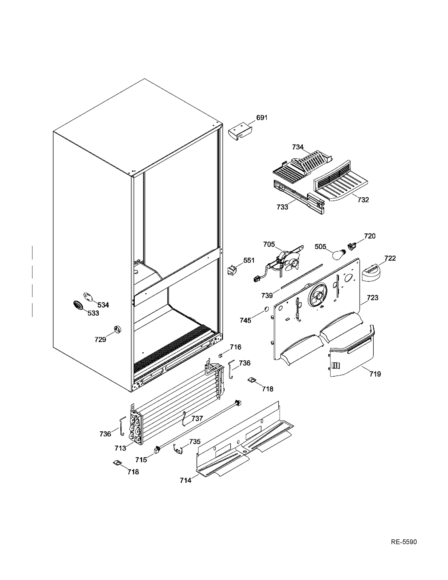 FZ FUNCTIONAL PARTS Diagram and Parts List for GNR22DGEAFWW  General Electric Refrigerator