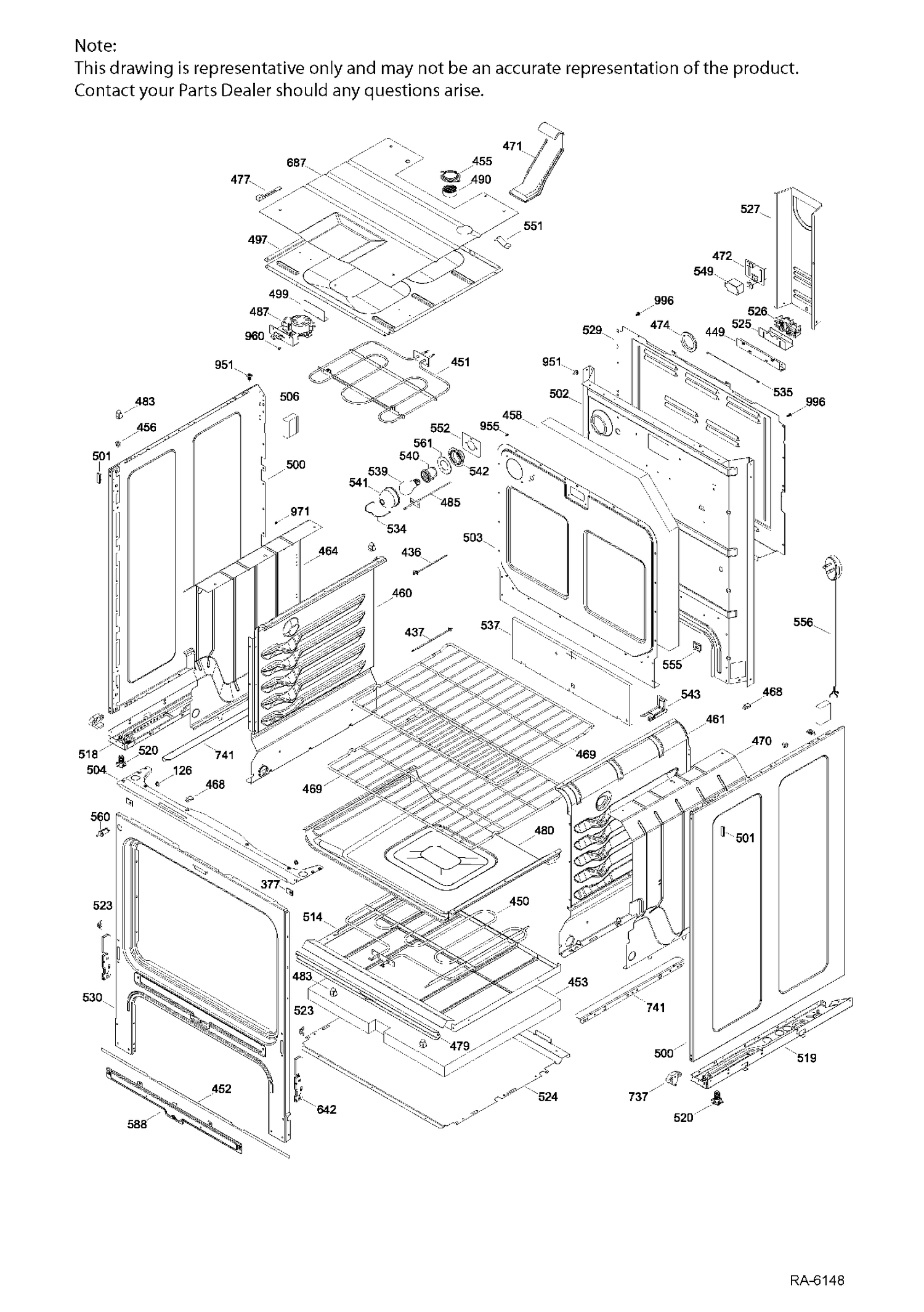BODY PARTS Diagram and Parts List for JCBP720ST3WW  General Electric Range