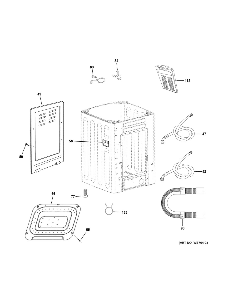 Washer Diagram and Parts List for QNW121PSMWW  General Electric Washer