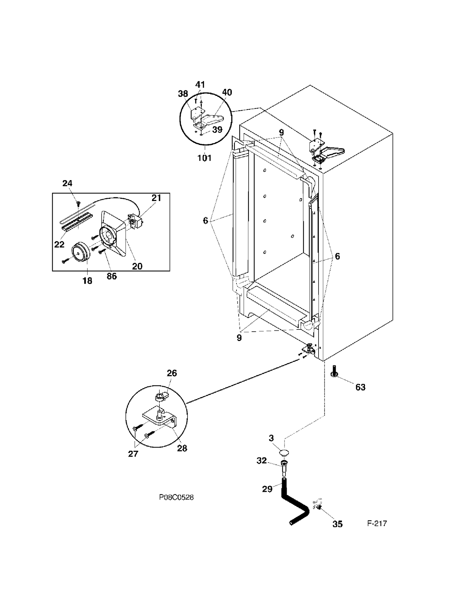 CABINET Diagram and Parts List for FUM12SMERWH  General Electric Freezer