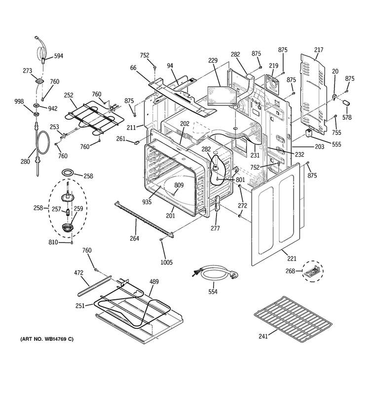 Body Parts Diagram and Parts List for PCB969DP1BB  General Electric Range