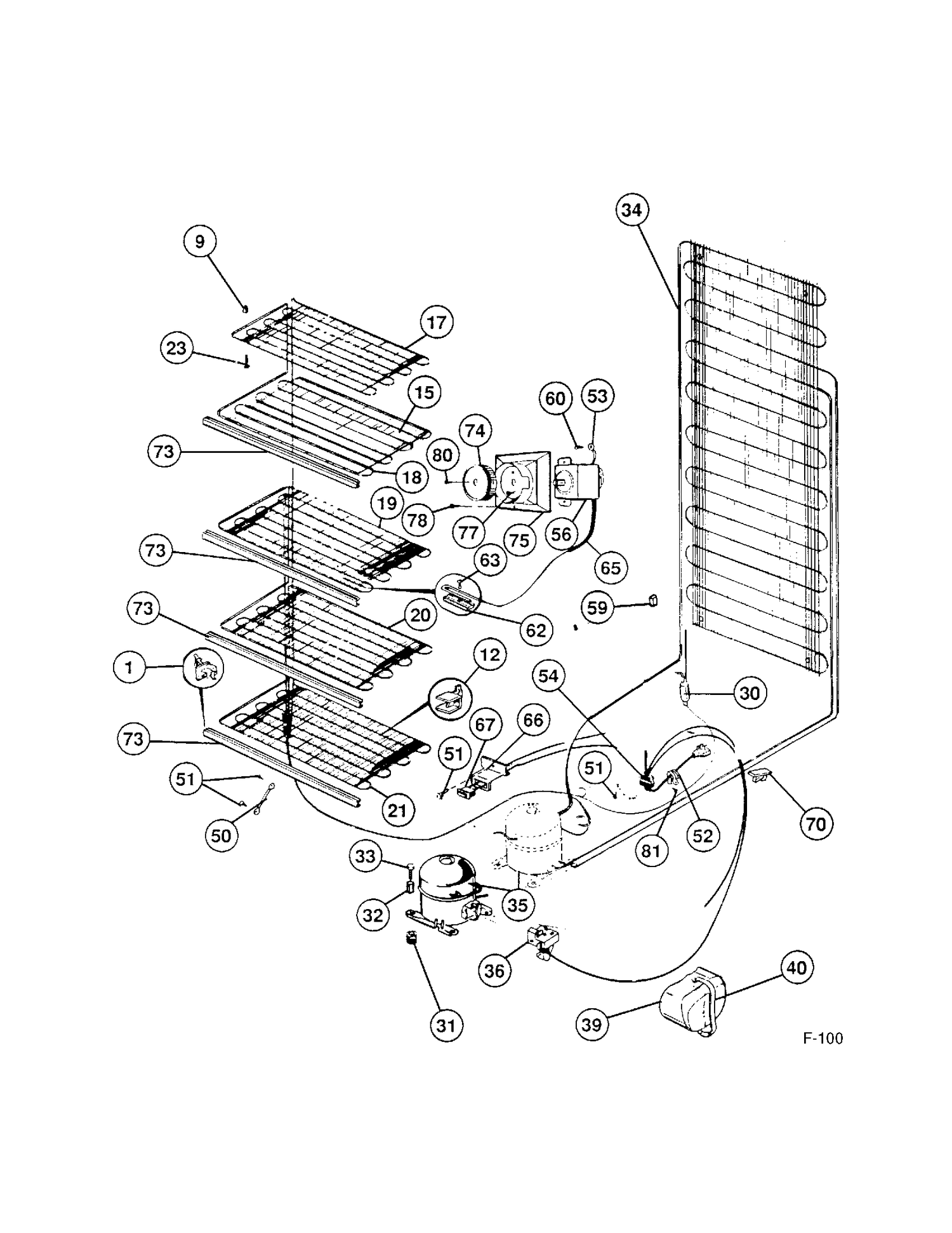 VERTICAL FREEZER Diagram and Parts List for 84110D  General Electric Freezer