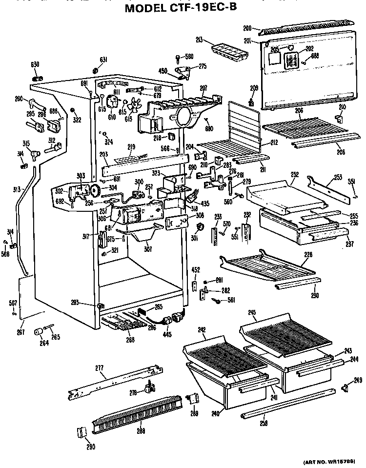 Cabinet Parts Diagram and Parts List for CTF19ECB  Hotpoint Refrigerator