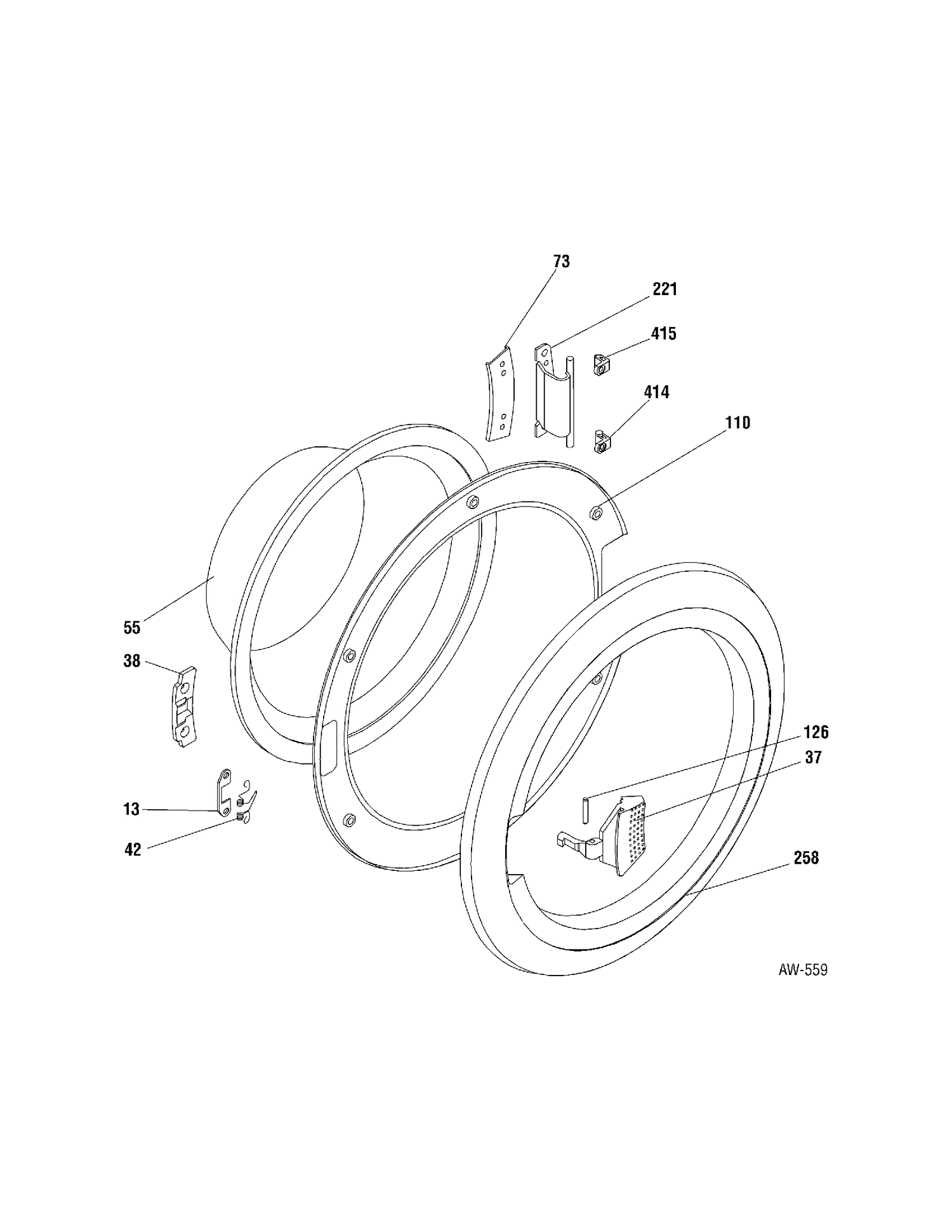 DOOR Diagram and Parts List for MCCH1120F0WW  General Electric Washer
